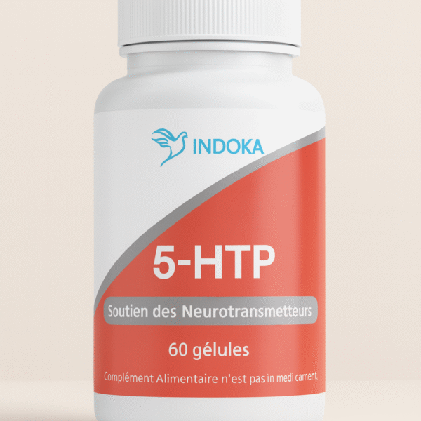 Un flacon blanc de compléments 5-HTP de la marque Para pure Health, centré sur un fond blanc pur.