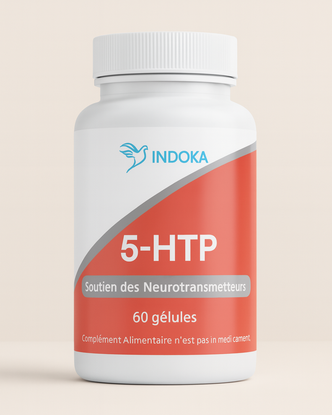 Un flacon blanc de compléments 5-HTP de la marque Para pure Health, centré sur un fond blanc pur.
