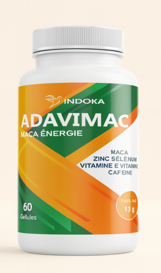 Complément alimentaire ADAVIMAC Maca Énergie, 60 gélules – Maca, zinc, sélénium, vitamines E et C, caféine – Énergie et vitalité – Parahealthy Shop