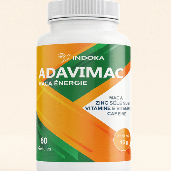 Complément alimentaire ADAVIMAC Maca Énergie, 60 gélules – Maca, zinc, sélénium, vitamines E et C, caféine – Énergie et vitalité – Parahealthy Shop