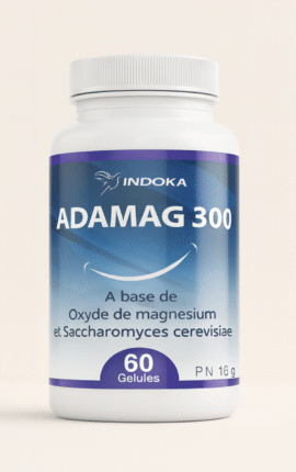 Complément alimentaire ADAMAG 300 à base d’oxyde de magnésium, 60 gélules – Soutien nerveux et musculaire – INDOKA