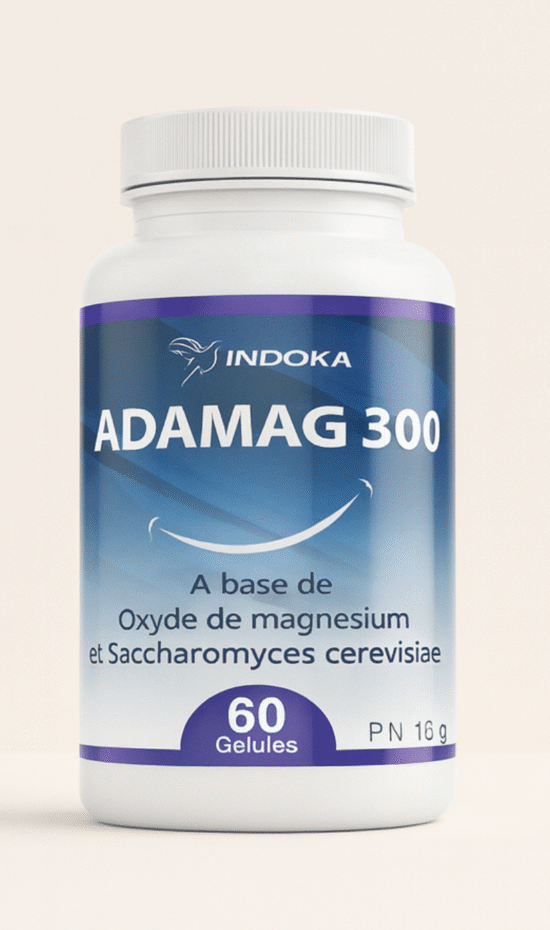 Complément alimentaire ADAMAG 300 à base d’oxyde de magnésium, 60 gélules – Soutien nerveux et musculaire – INDOKA