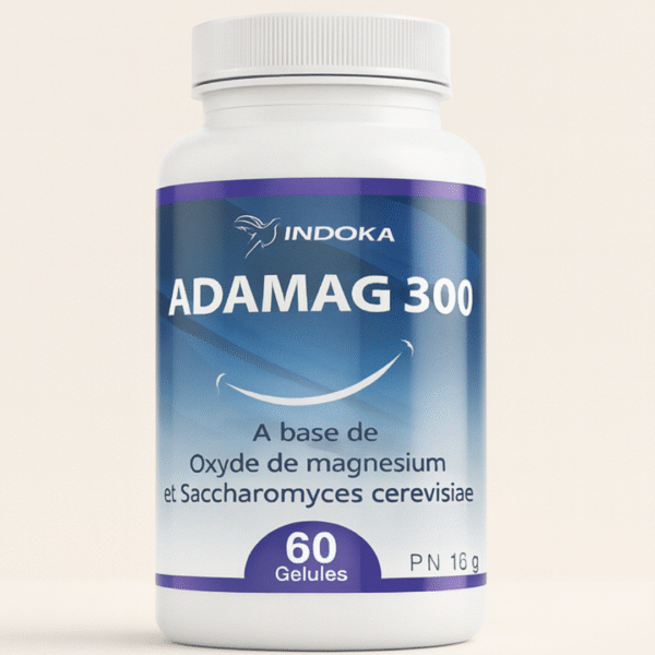 Complément alimentaire ADAMAG 300 à base d’oxyde de magnésium, 60 gélules – Soutien nerveux et musculaire – INDOKA