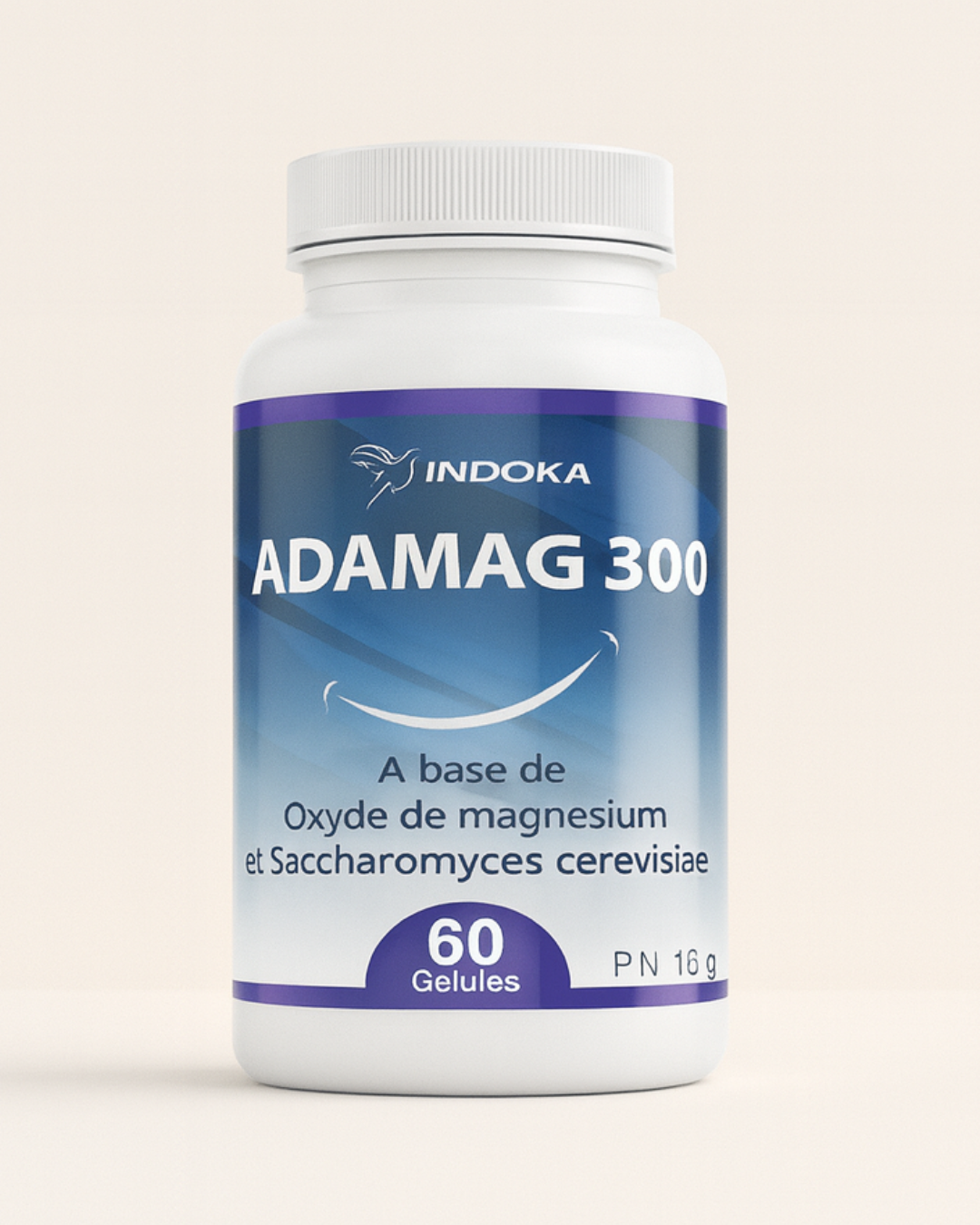 Complément alimentaire ADAMAG 300 à base d’oxyde de magnésium, 60 gélules – Soutien nerveux et musculaire – INDOKA