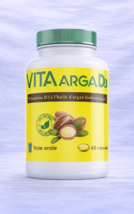 Boostez votre immunité avec Vita Arga D3. L'alliance unique de la Vitamine D3 et de l'Huile d'Argan Bio pour une absorption maximale et une santé osseuse optimale.